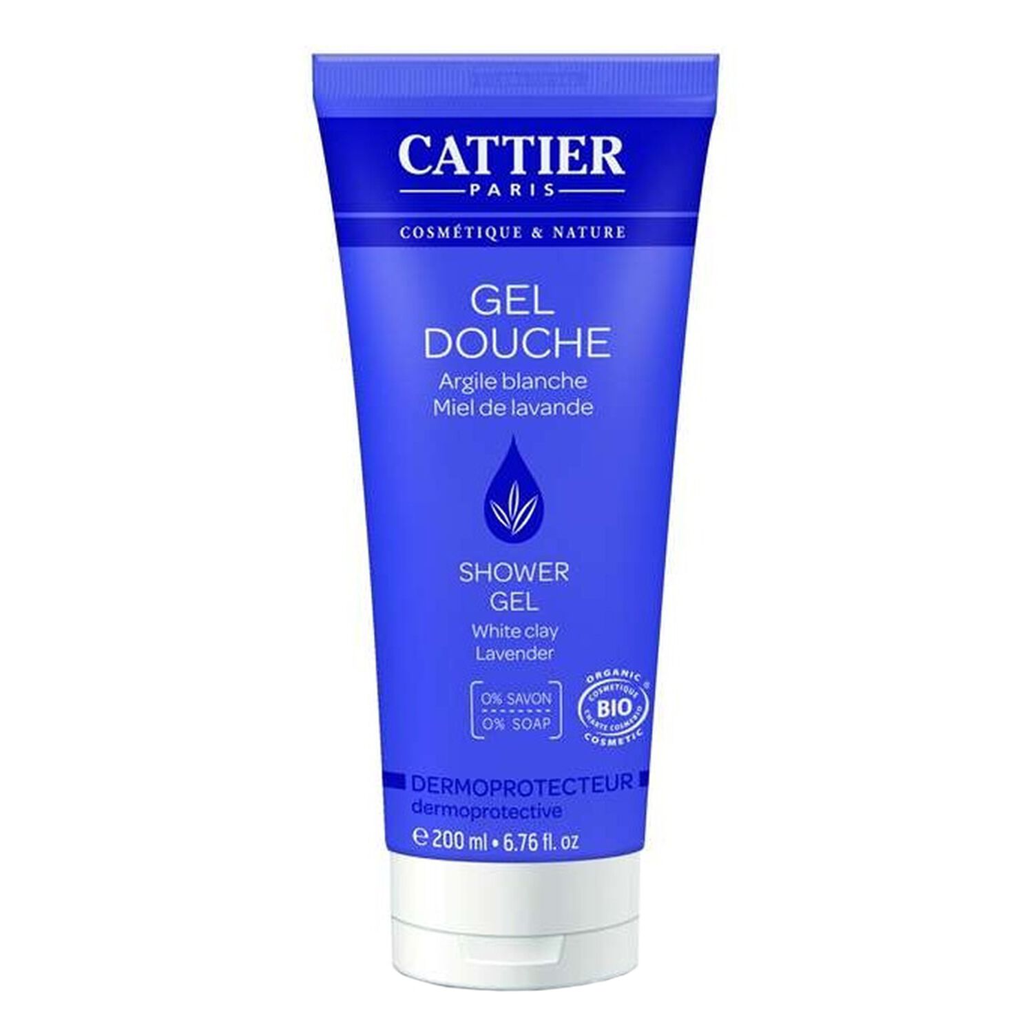 Cattier Gel Douche Dermoprotecteur Argile Blanche & Miel de Lavande 200 ml