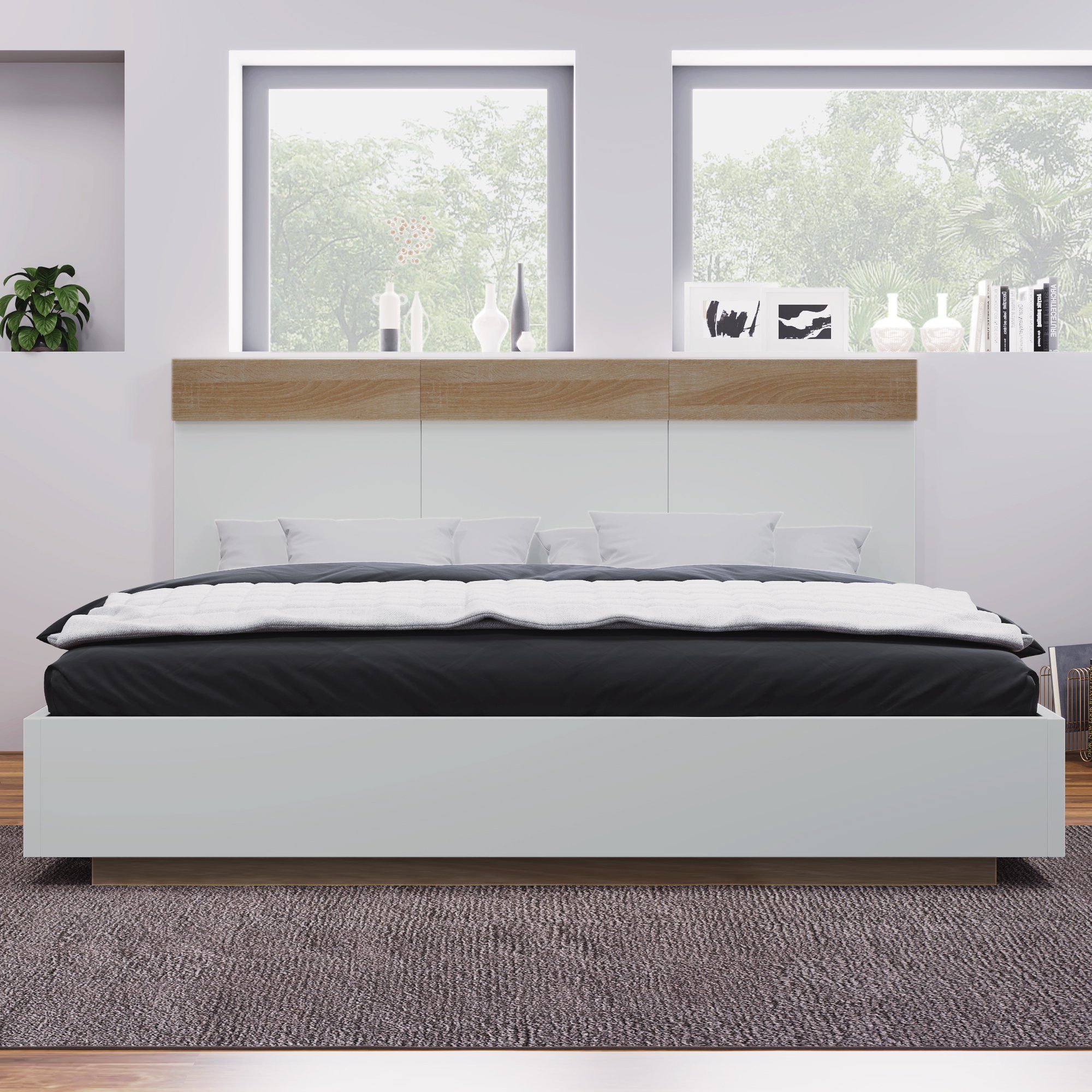 HAUSS SPLOE Massivholzbett Doppelbett Holzbett Bettrahmen Kinderbett Jugendbett (Kiefernholz Doppelbett mit Lattenrost), 140x200cm