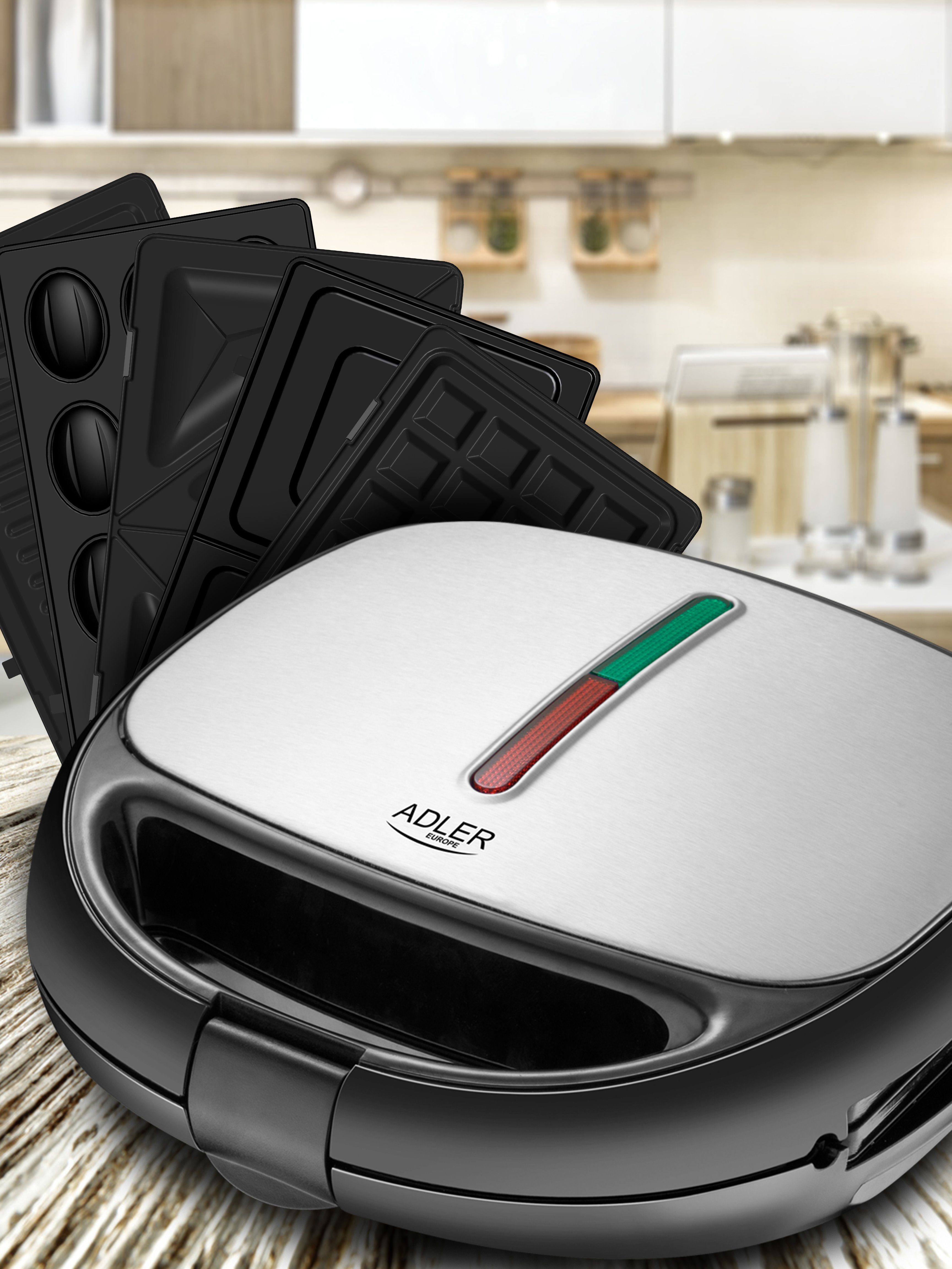 JUNG Sandwichmaker ADLER A3040 Sandwichmaker Sandwich Maker Waffeleisen Kontaktgrill, 1200 W, Toaster Antihaftbeschichtet leichte Reinigung Sandwichtoaster BPA frei