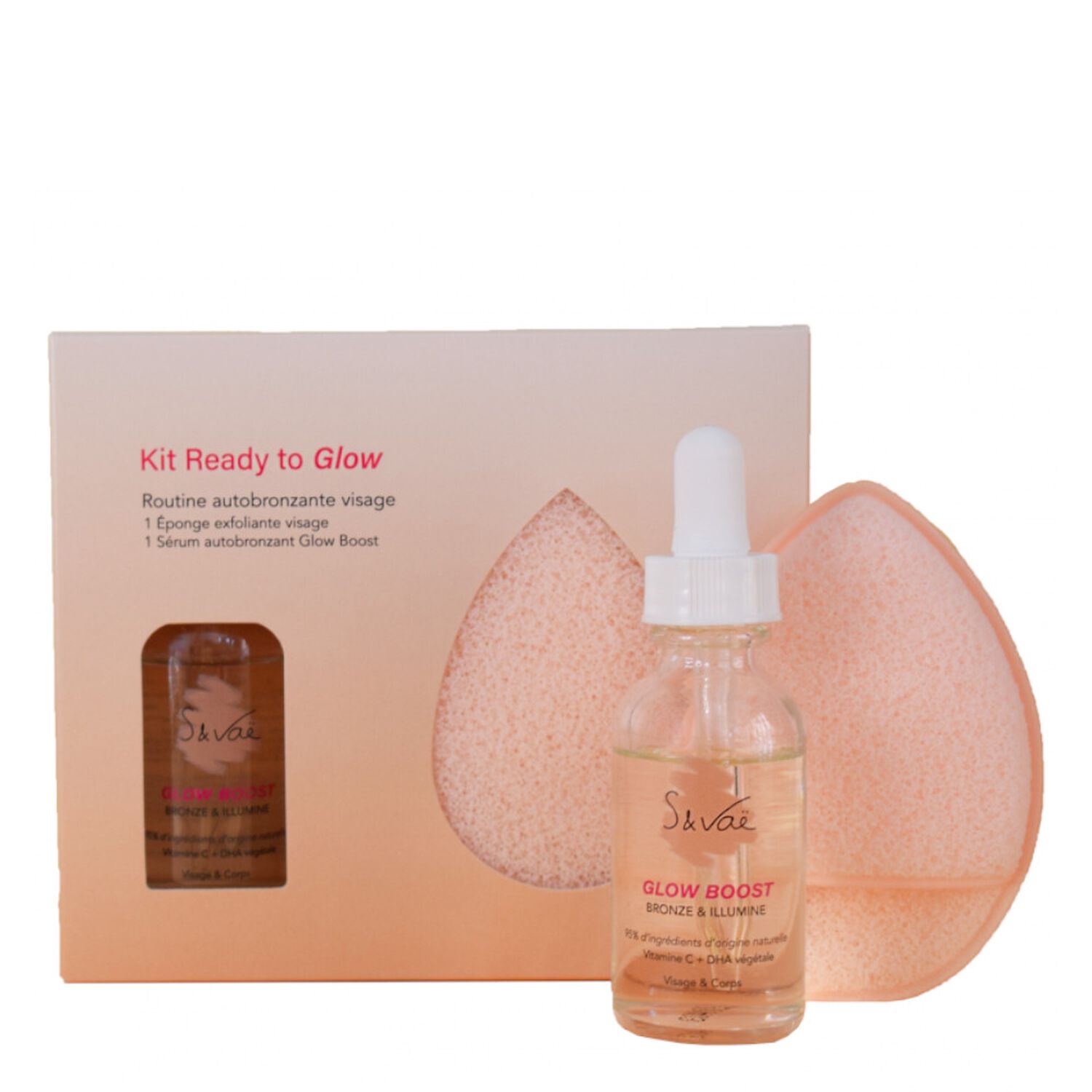s & vae Ready To Glow Kit Sérum Autobronzant 30 ml + Eponge Exfoliante visage