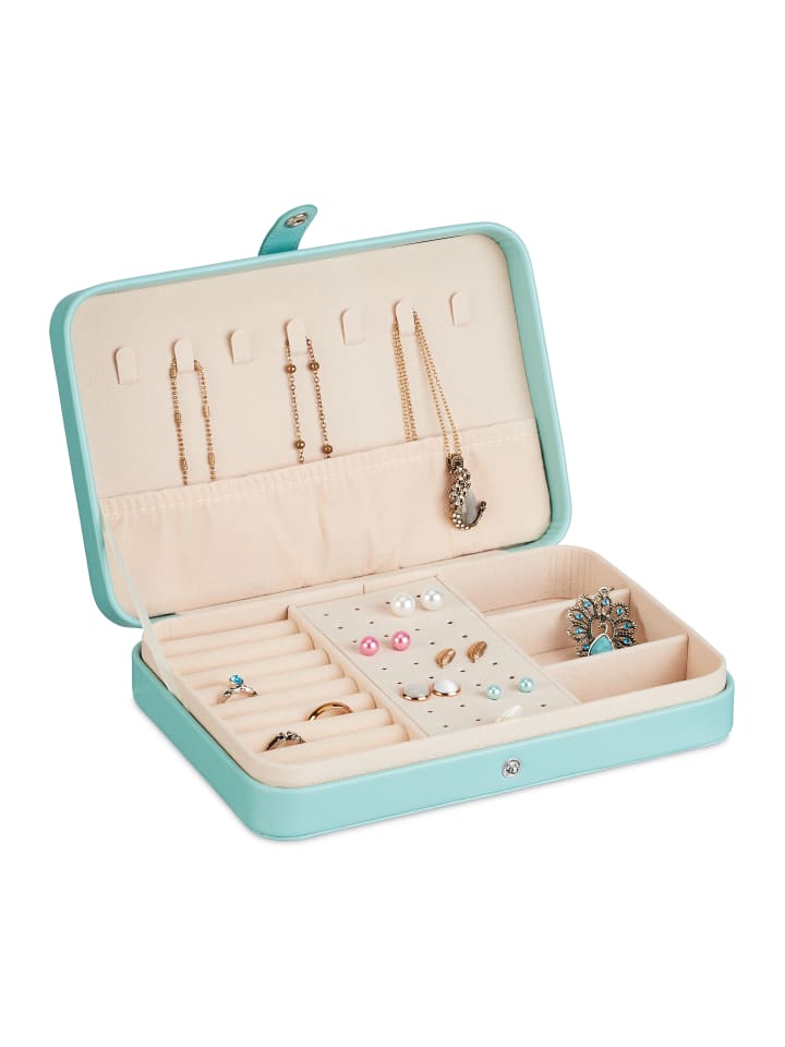 relaxdays Schmuckkästchen in Türkis - (B)21 x (H)4,5 x (T)14,5 cm günstig kaufen onesize
