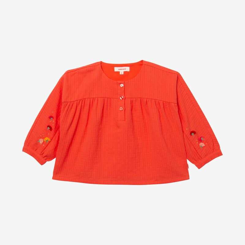 Chemise bébé fille armurée orange brodée Catimini