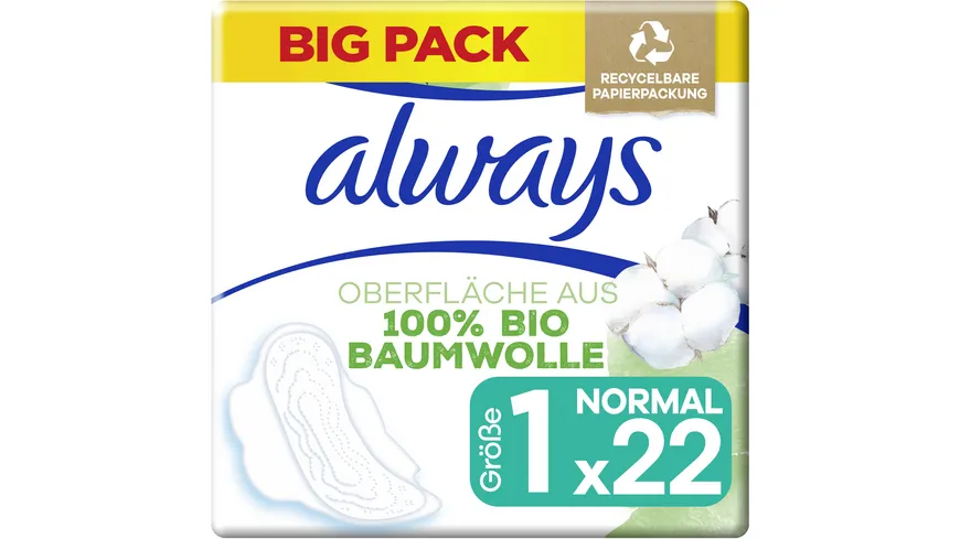 Always Ultra Damenbinden Cotton Protection Normal mit Flügeln 22 BigPack