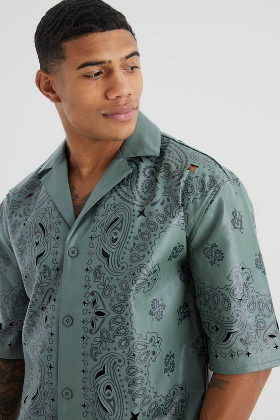 PU-Hemd mit Bandana-Print