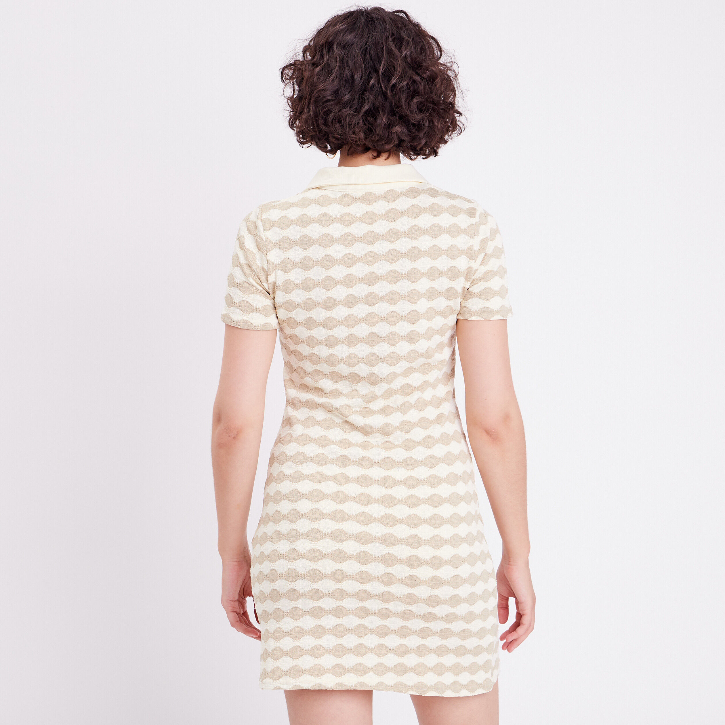 Robe droite col polo ecru femme | Cache Cache