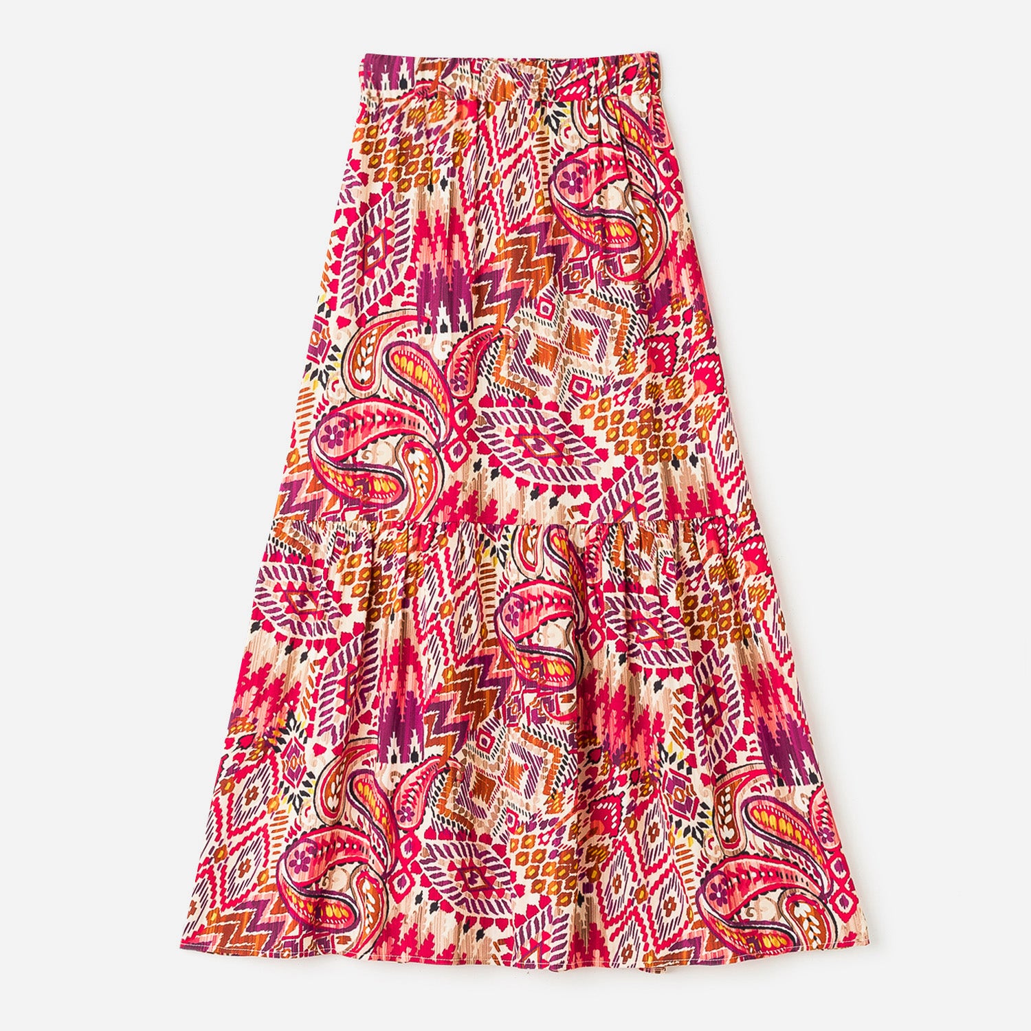 Jupe longue écrue à motif ikat