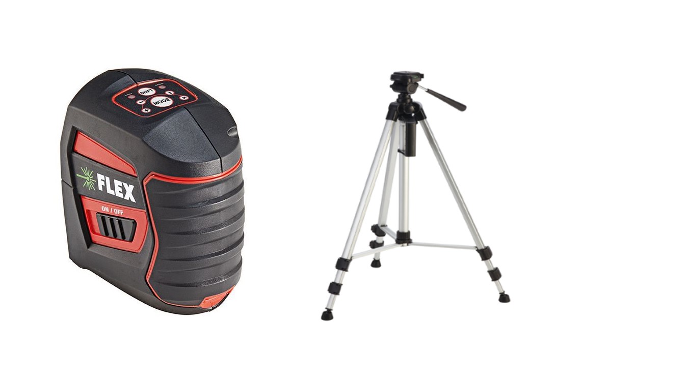 Flex-tools 530444 ALC 3/1-G/R Samonivelirajući unakrsni laserski nivelator zeleni + LKS 65-170 F 1/4 laserski stativ