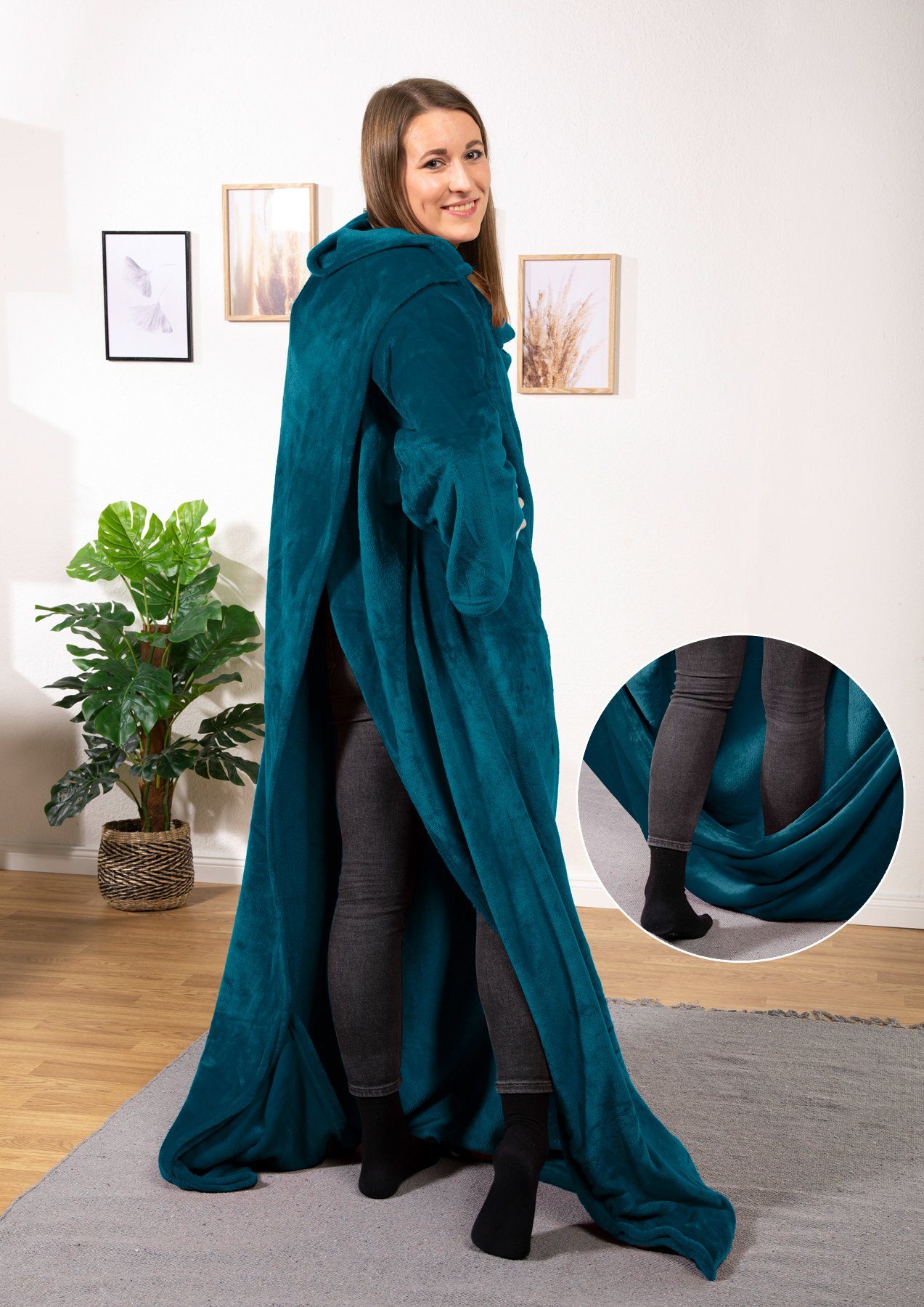 Wohndecke tragbare Ganzkörperdecke Kuscheldecke Ärmeldecke, heimtexland, flauschige Ärmel Decke I Soft Flanell I Geschenk Wohlfühlen