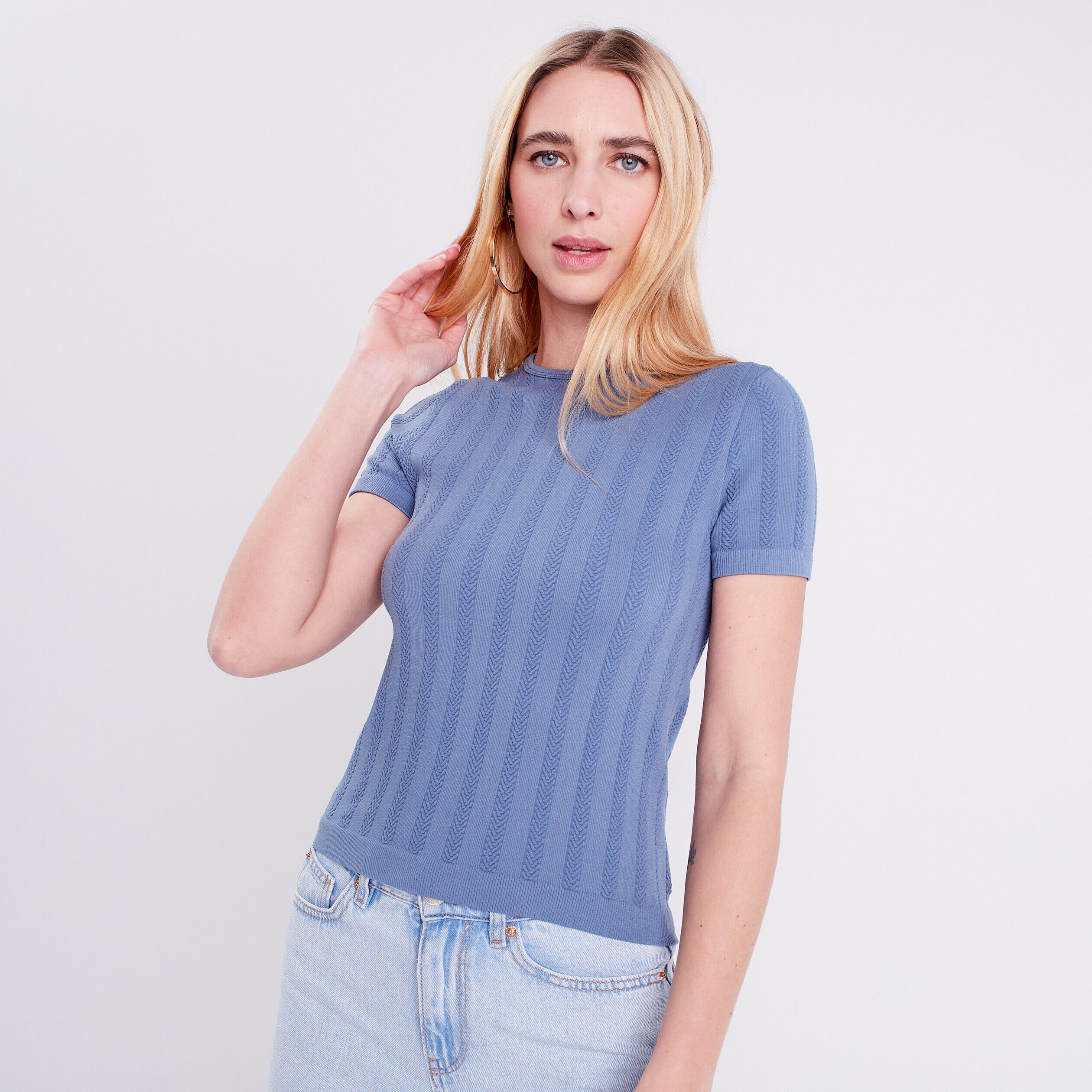 T-shirt manches courtes bleu femme | Cache Cache