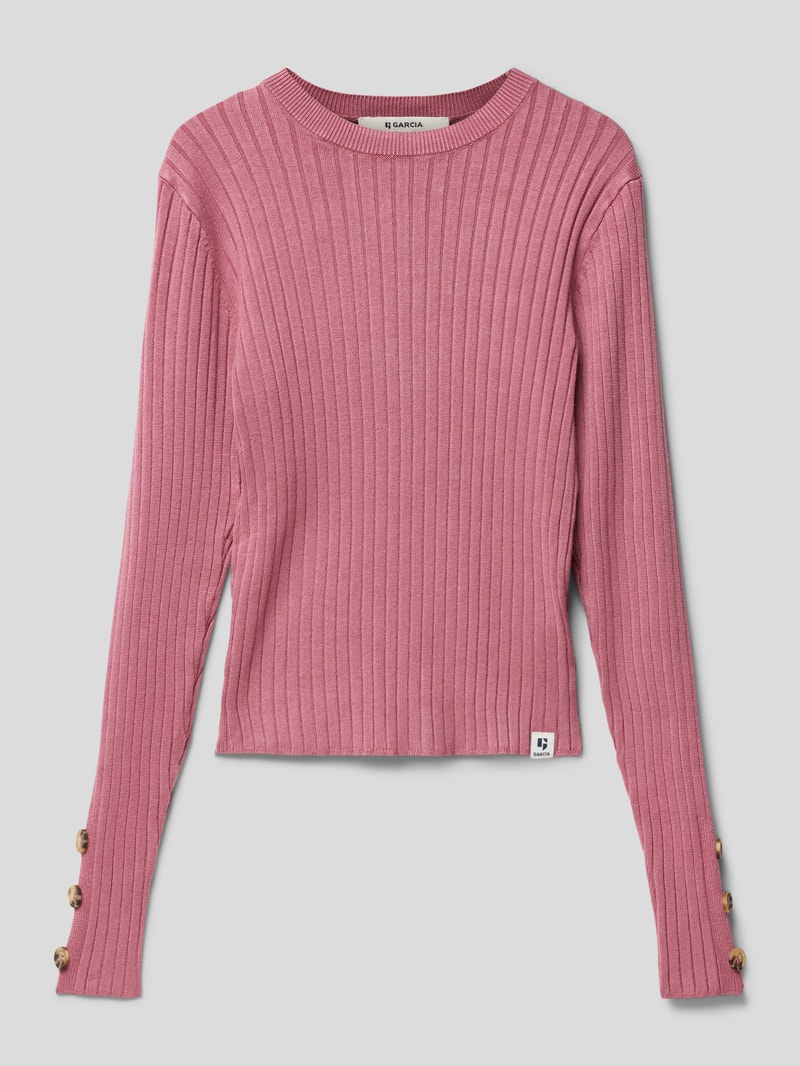 Strickpullover aus Viskose-Mix mit Rundhalsausschnitt in bordeaux rot