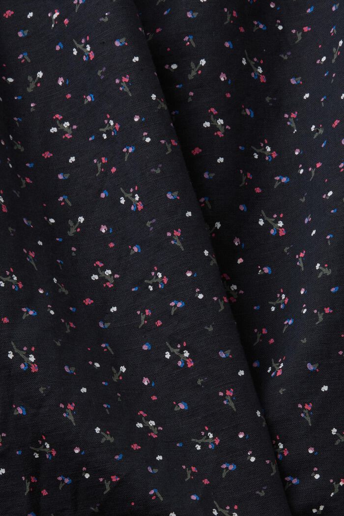 Ärmellose Leinenbluse mit floralem Print