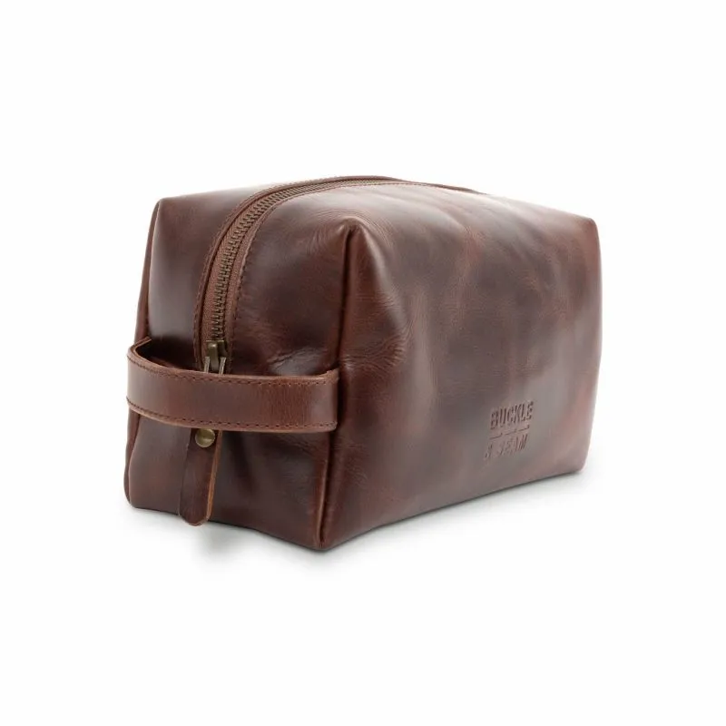 Buckle & Seam Leder Waschbeutel Everest - Braun \/ Blau