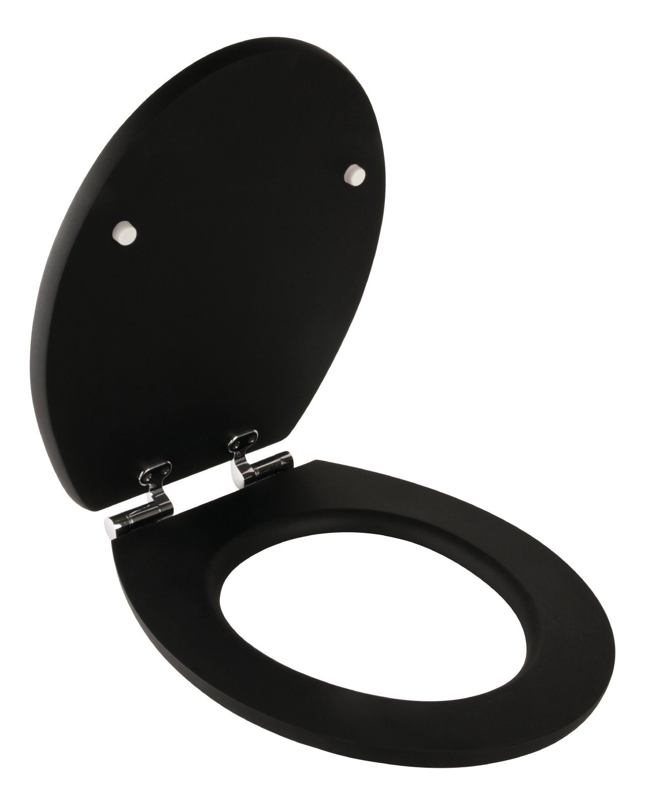 Sitzplatz WC-Sitz Einfarbig, Schwarz, Holzkern, Absenkautomatik, Soft Touch, Montage unten, 403955