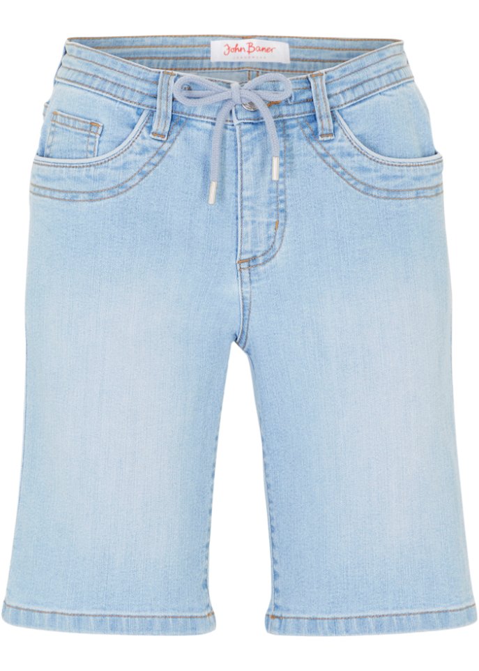 Komfort-Stretch-Jeans -Bermuda mit Bindeband