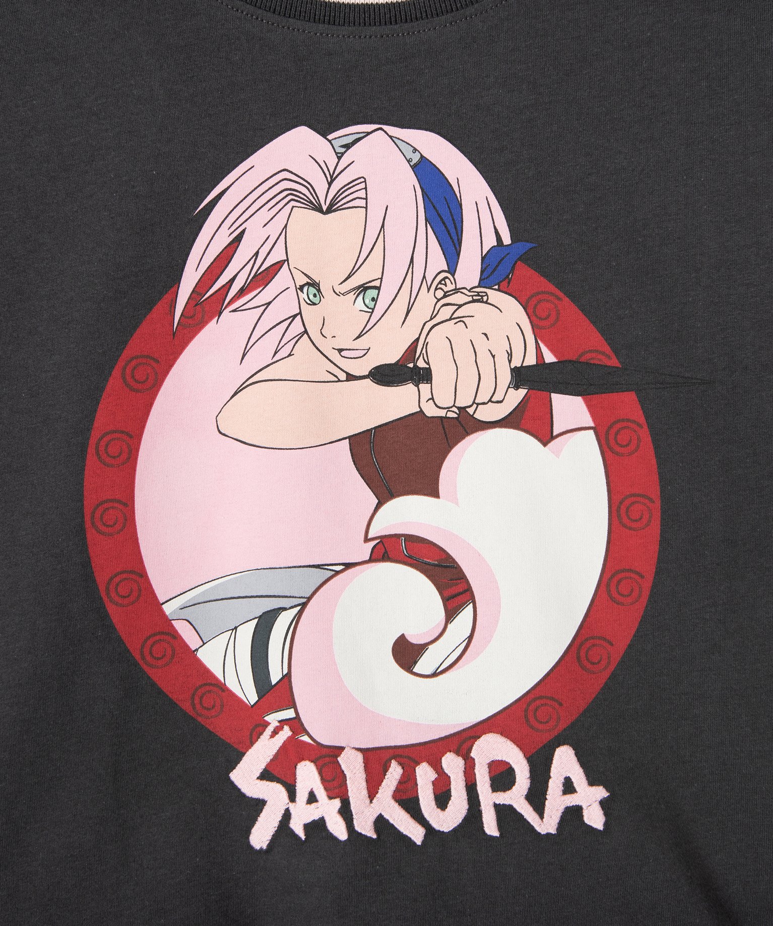 Tee-shirt court à manches courtes motif Sakura fille - Naruto noir | GEMO