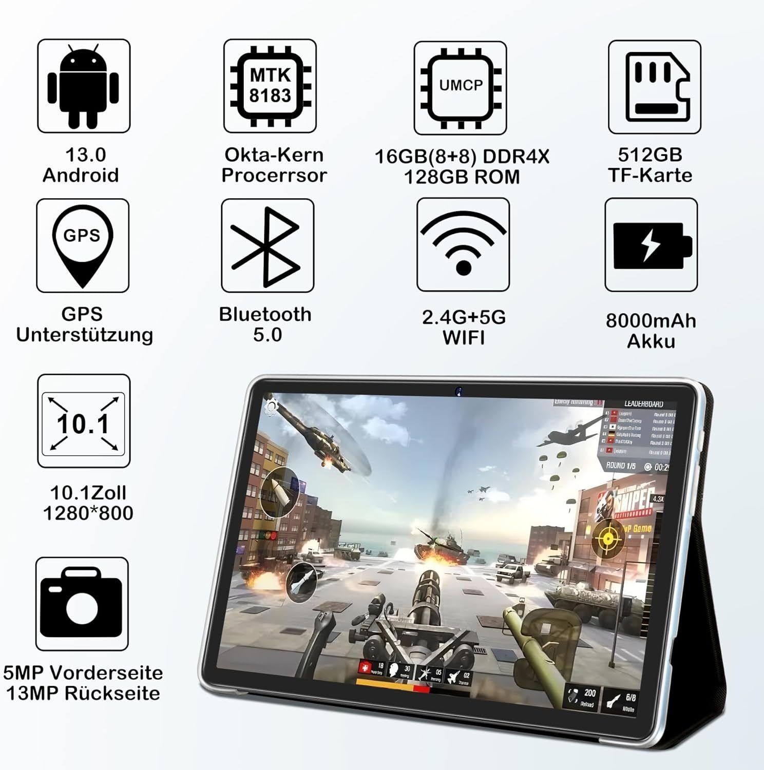 SEBBE 16GB RAM (TF 512GB), MT8183 8-Core 2.0Ghz Tablet (10