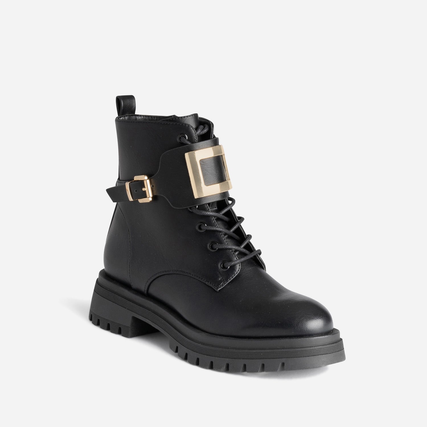 Bottine noire éco-conçue avec boucle