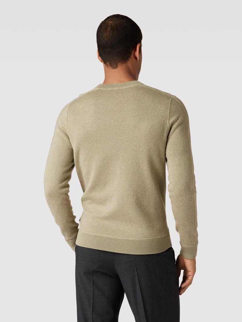 Strickpullover mit Rundhalsausschnitt Modell 'Onore' in schilf