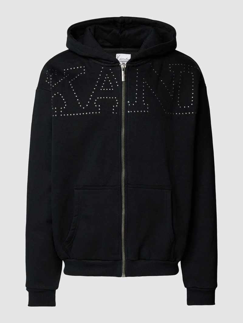 Sweatjacke mit Label-Ziersteinbesatz Modell 'Studded Retro' in black