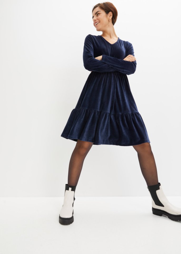 Cord-Kleid mit Langarm
