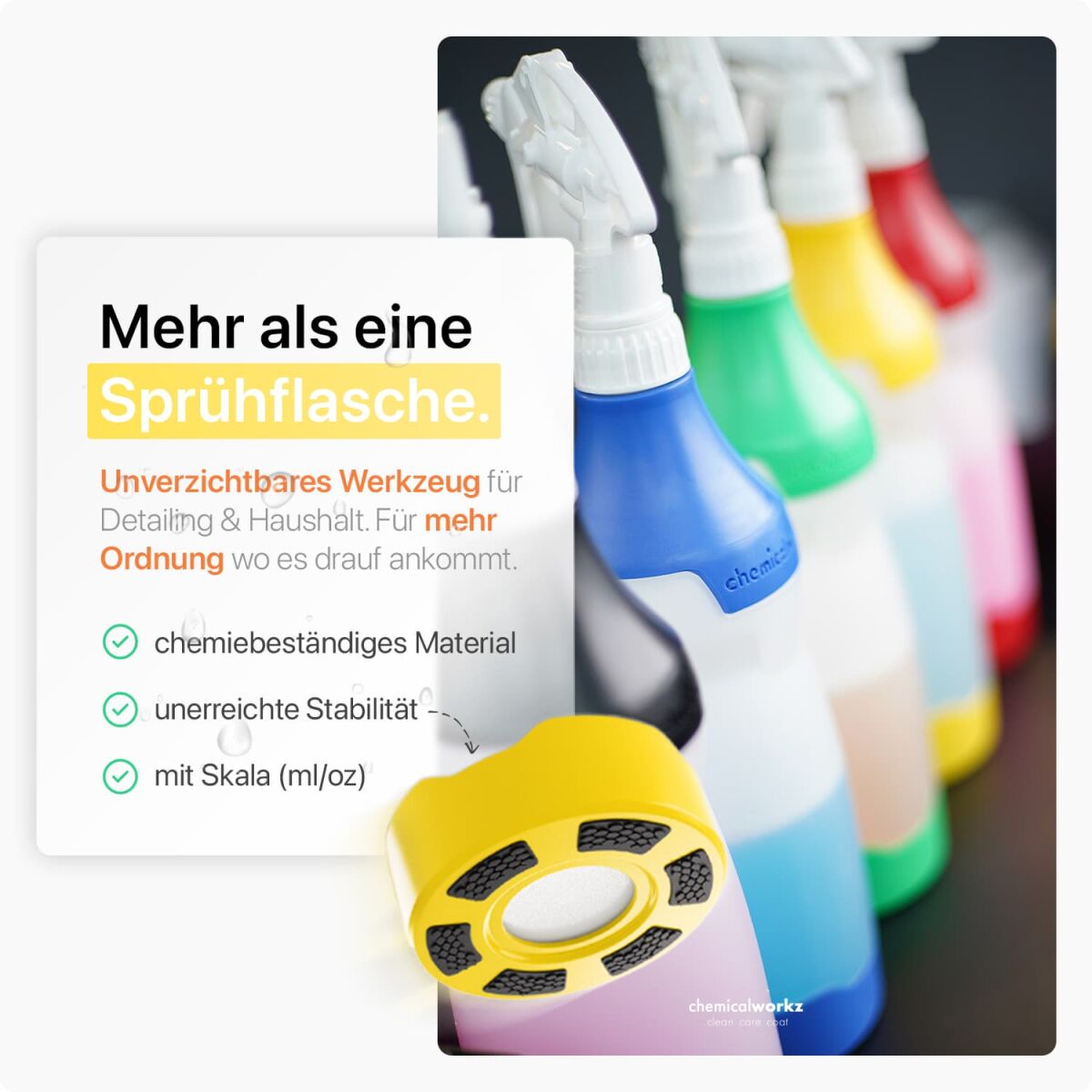 chemicalworkz Sprühflasche Gelb mit Premium Trigger 750ml