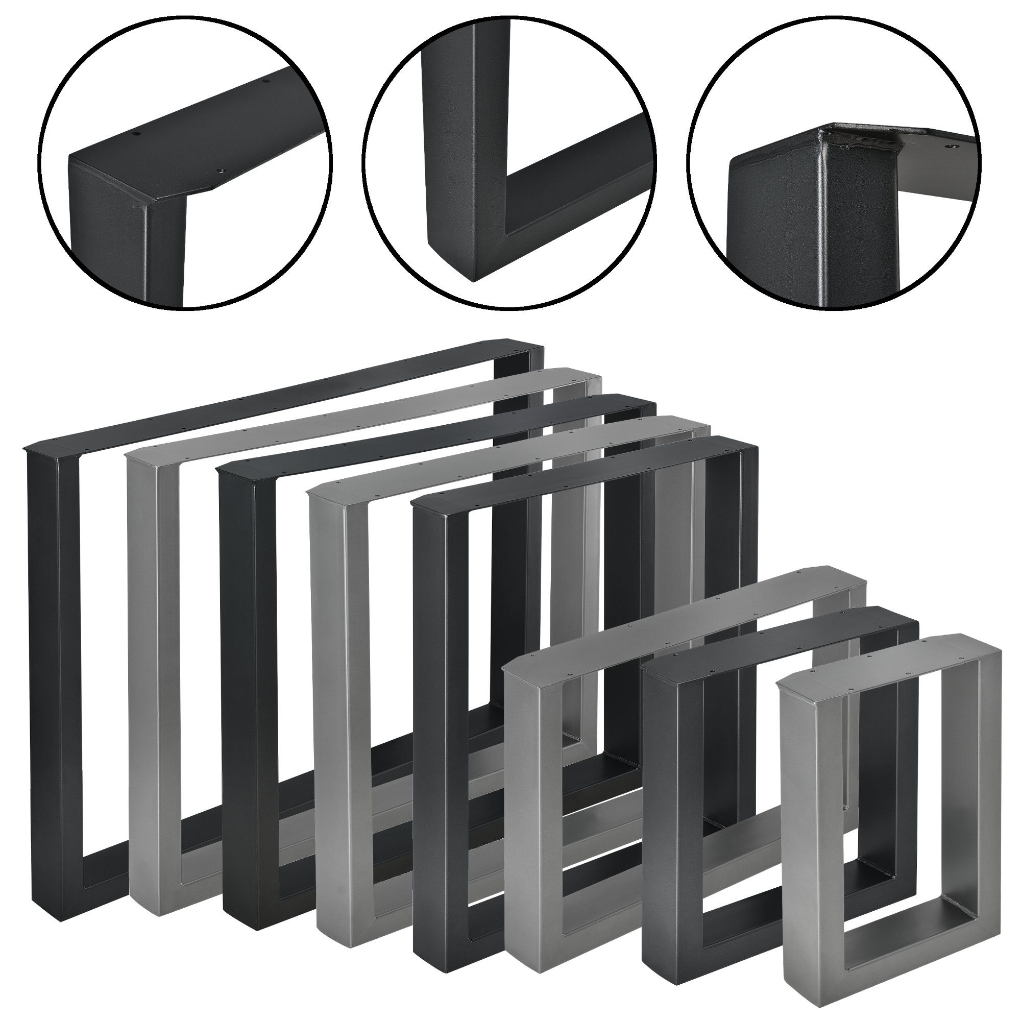 en.casa Untergestell, Makers Bankgestell 2er-Set Stahlgrau 30x43cm
