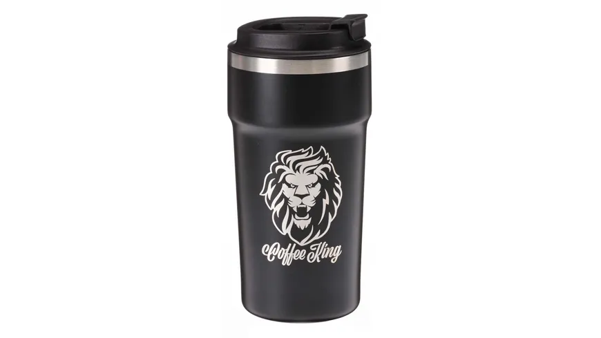 TRENDSHOP Kaffeebecher Enjoy Coffee King 0,5l schwarz matt