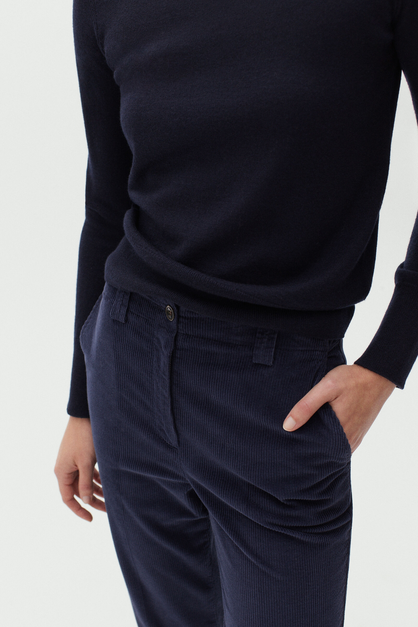 pantalon jordano bleu marine femme