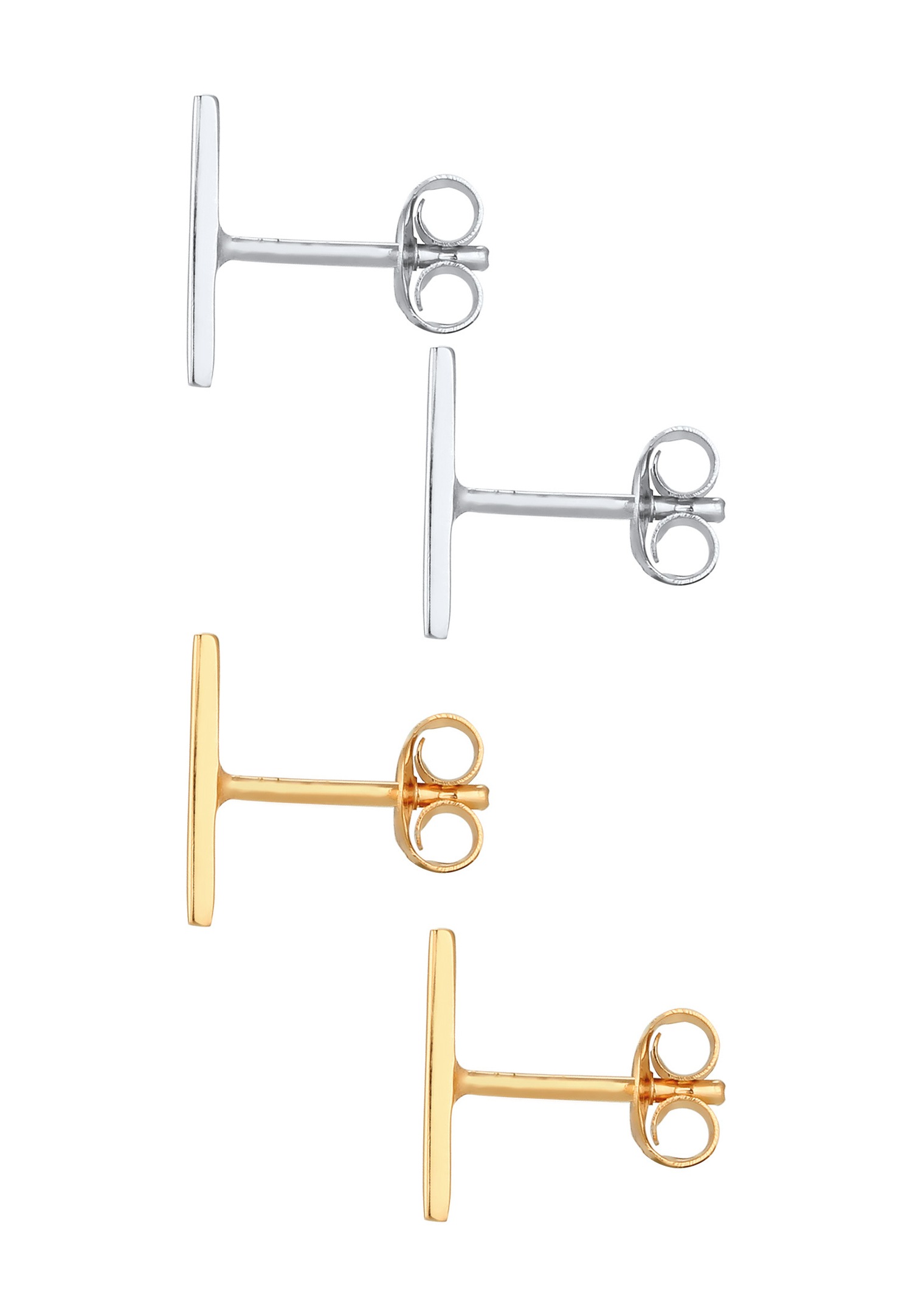 Pendientes Elli Set Geo Basic Minimal para mujer - (Plata 925/1000) Chapados en oro