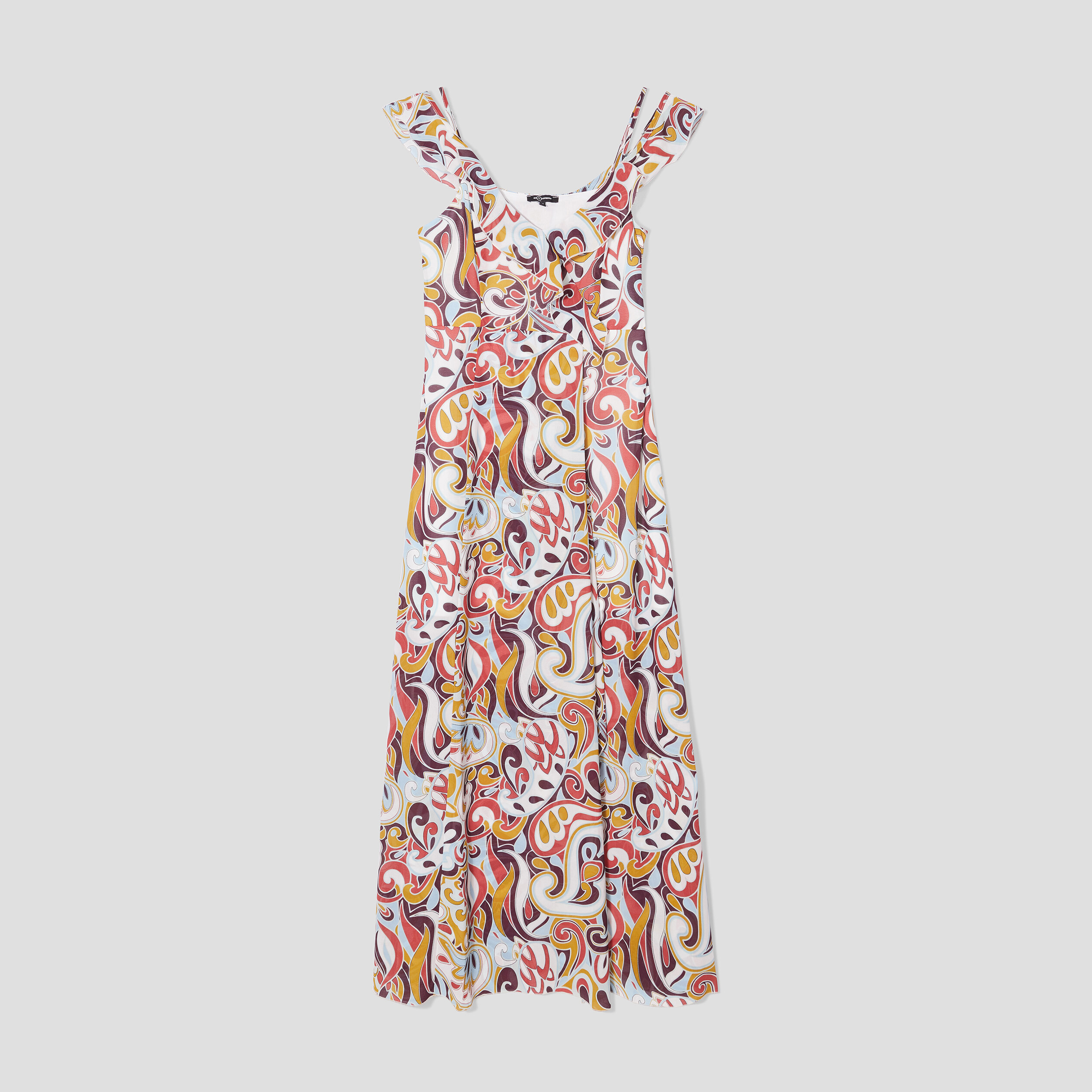 Robe longue évasée satinée à volants noir femme | La Halle