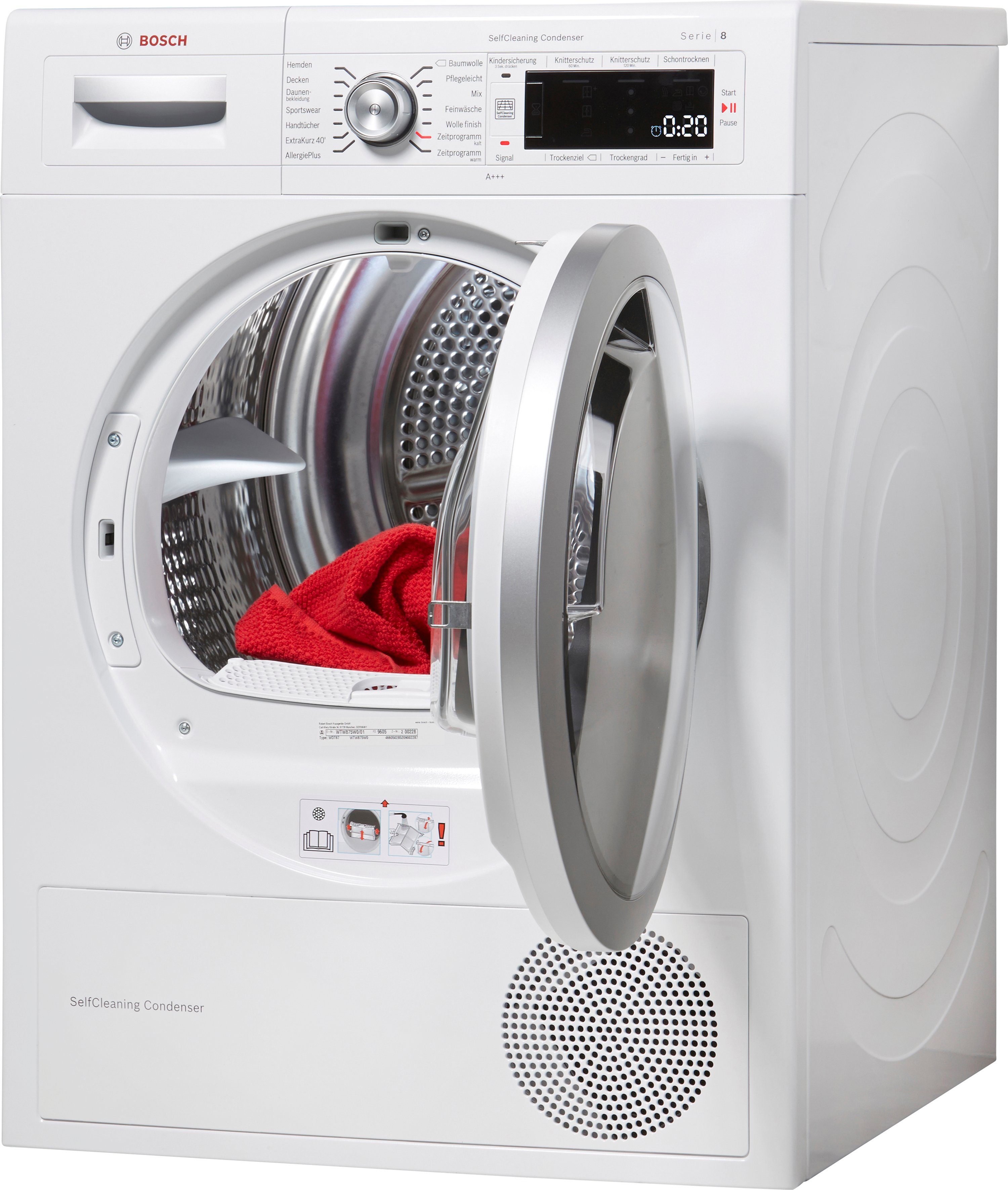 BOSCH Wärmepumpentrockner Serie 8 WTW875W0, 8 kg