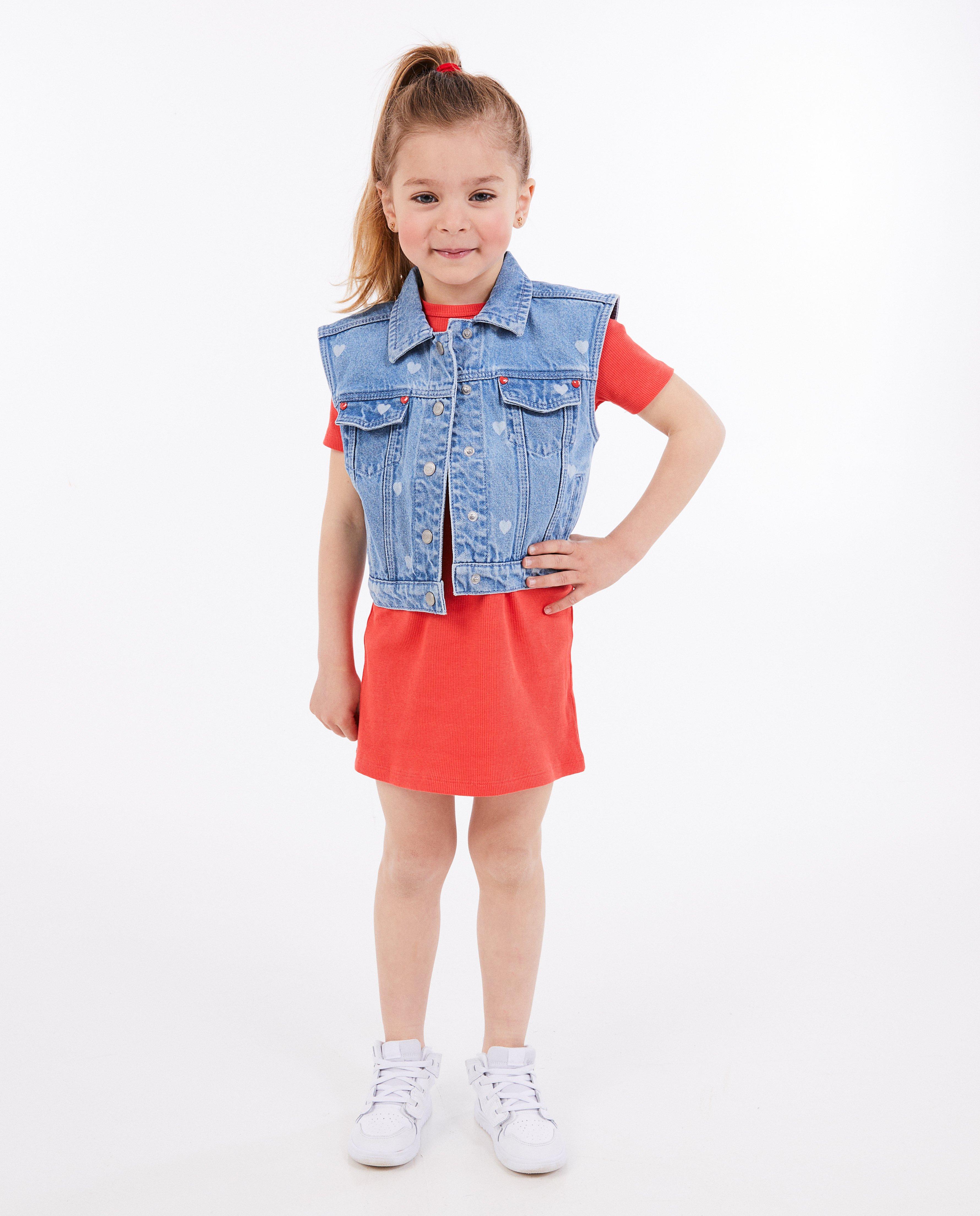 Cardigan din denim K3 cu inimioare K3 Cei trei purceluși albaștri