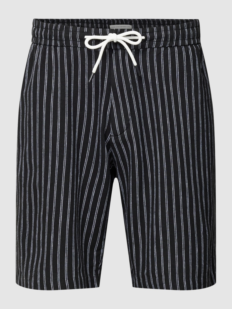 Regular Fit Bermudas mit Streifenmuster in schwarz