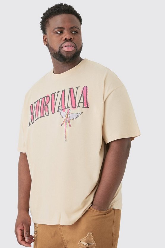 Plus Oversize T-Shirt mit lizenziertem Nirvana-Print