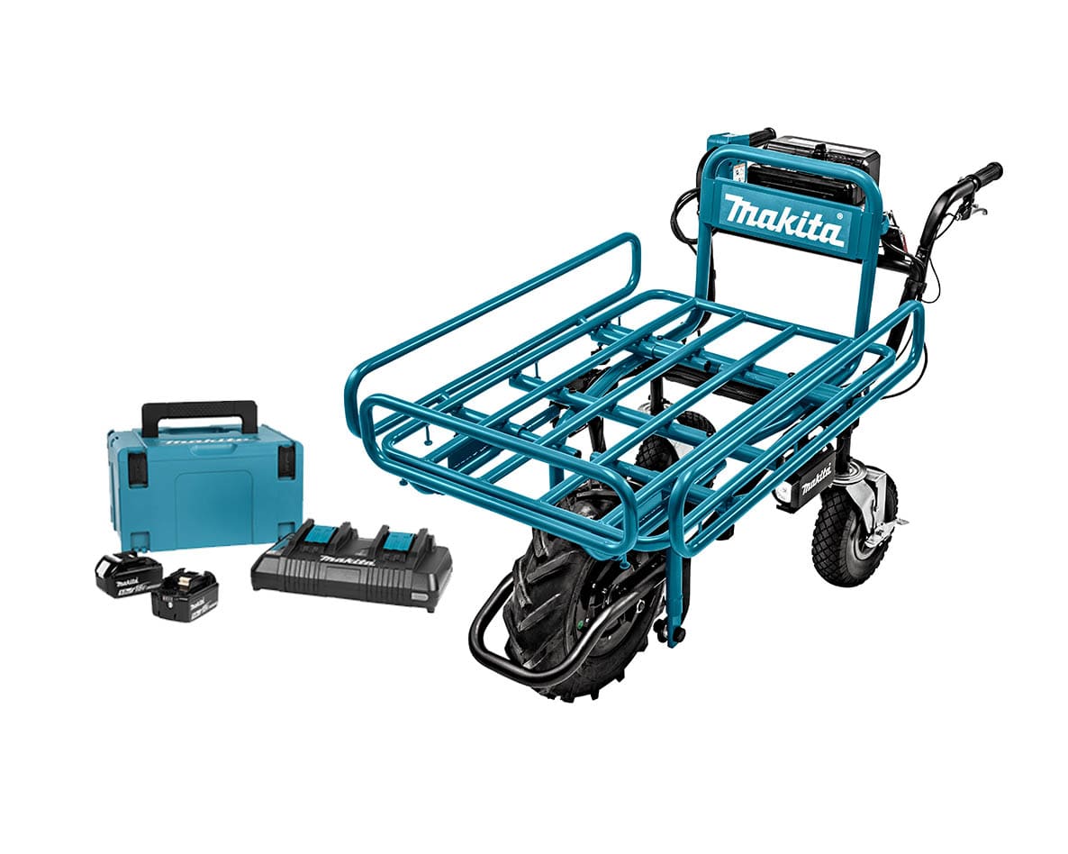 Makita DCU180 Rack 18V Trillebår + Rack + Startsett 18 Volt 5,0 Ah Li-ion