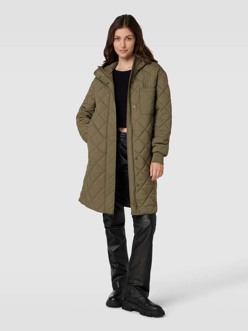 Steppmantel mit Kapuze in khaki
