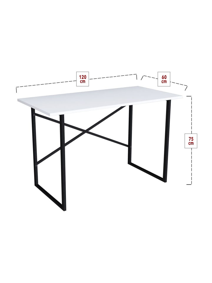en.casa Schreibtisch Tjeldsund in Weiß (H)75cm (B)60cm (L)120cm günstig kaufen onesize