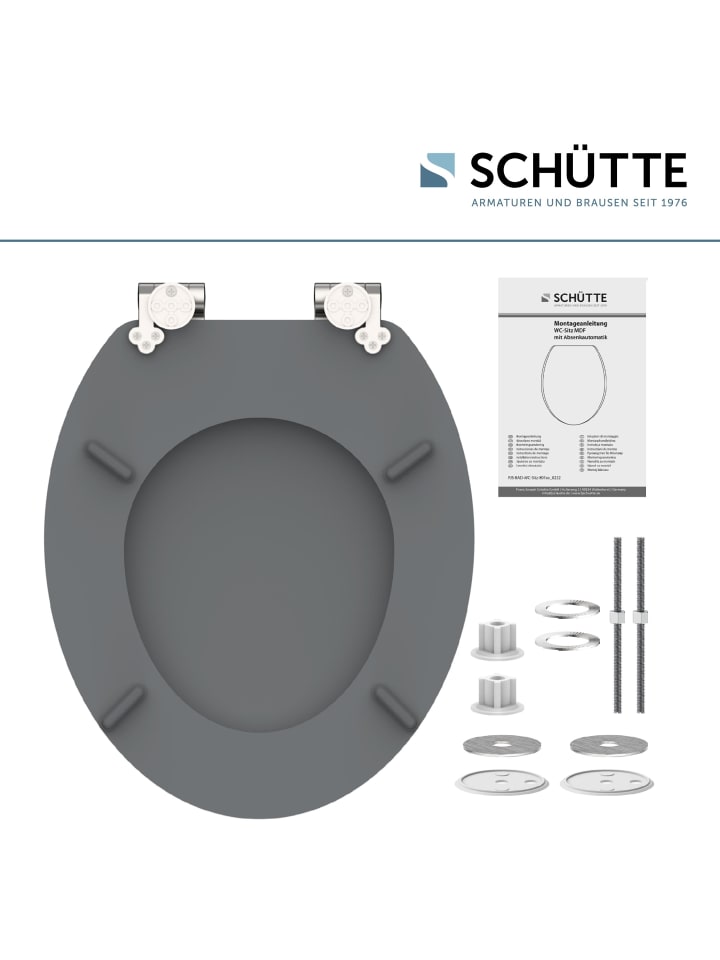 Schütte MDF WC Sitz SPIRIT GREY mit Absenkautomatik - (L) 45 x (B) 37 x (H) 5 cm günstig kaufen onesize