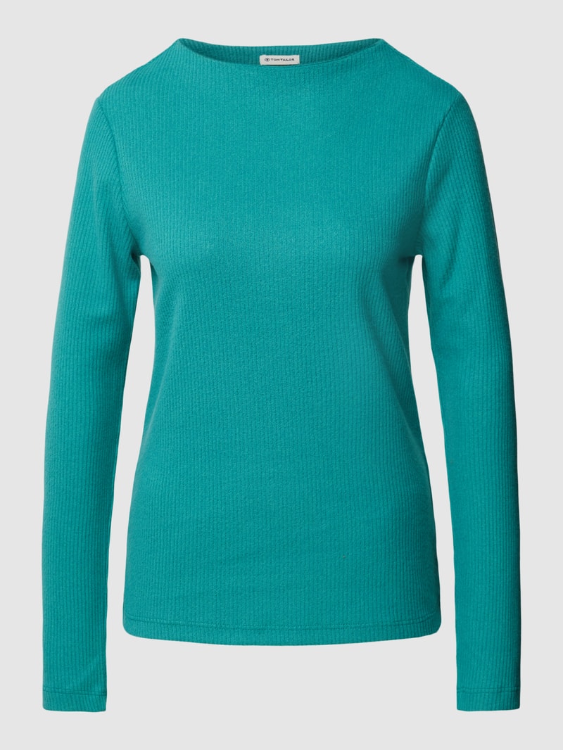 Longsleeve in Ripp-Optik in petrol