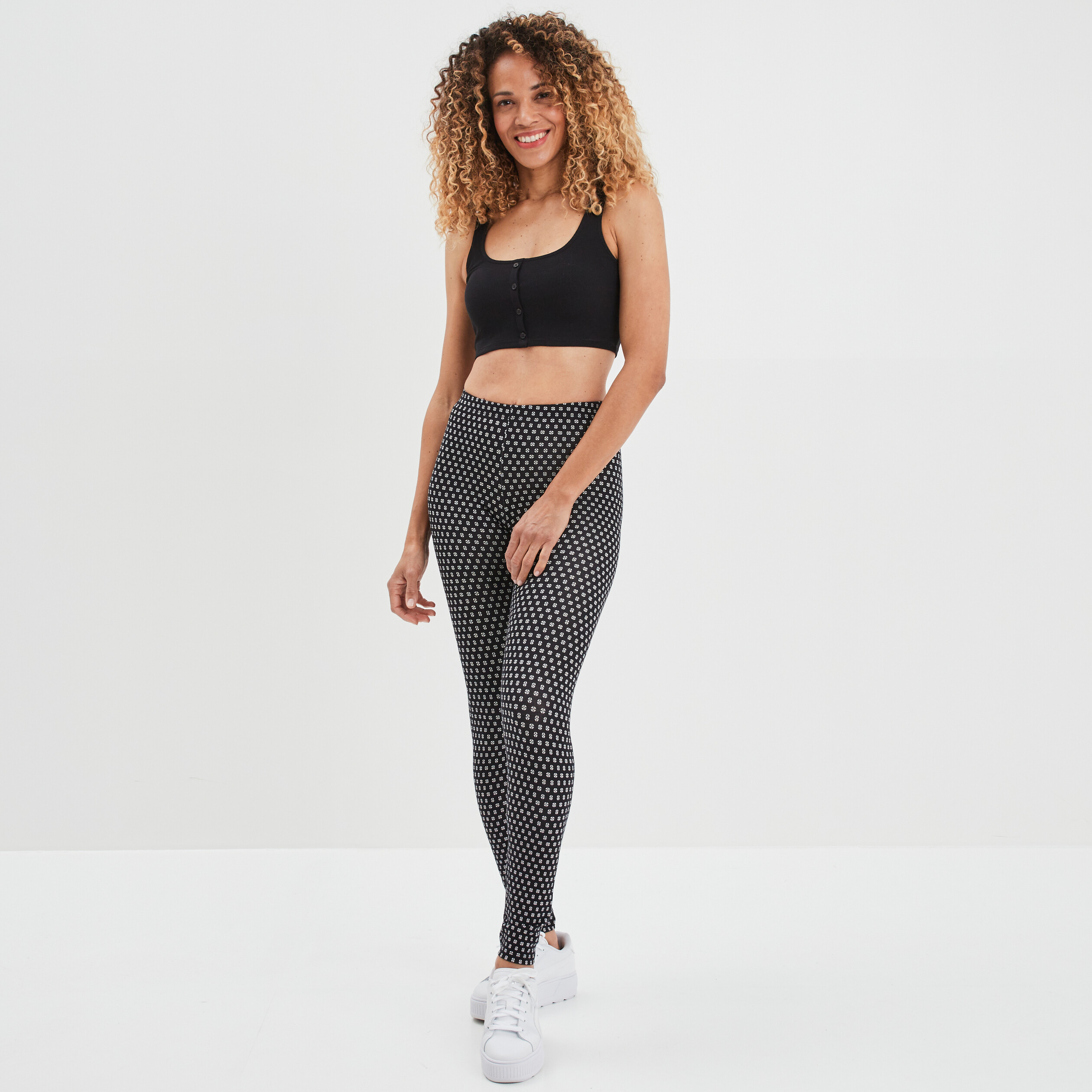 Leggings en coton noir femme | La Halle
