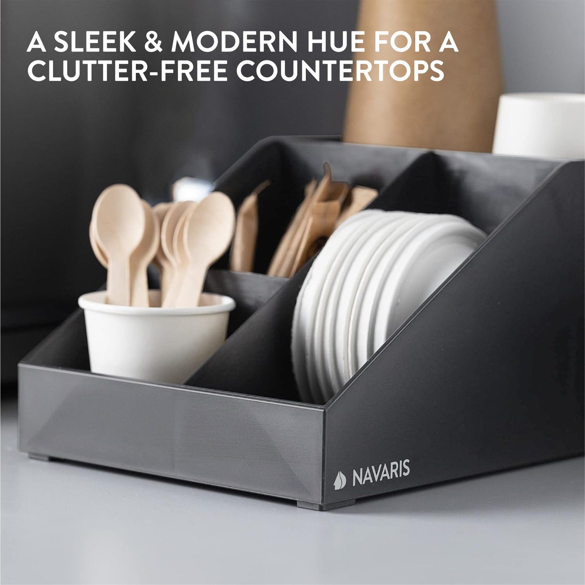 Navaris Kaffee- /Teestation Kaffee Spender Organizer - Aufbewahrung von Zubehör - Kaffeebar grau