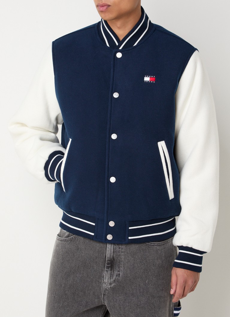 Prešívaná bomber bunda Tommy Hilfiger zo zmesi vlny s výšivkou loga