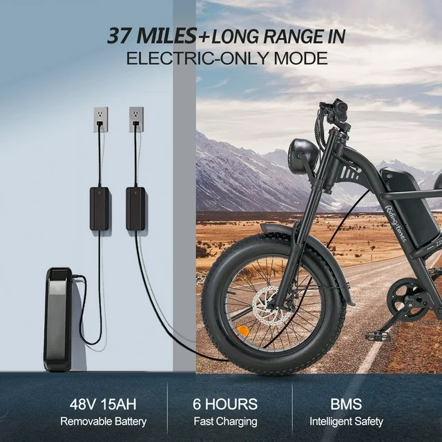 Ridingtimes Z8 Snow Ebikes for Adults, 20 Fat Tire, 1500W Motor, 28Mph, 6 Layer Full Suspension