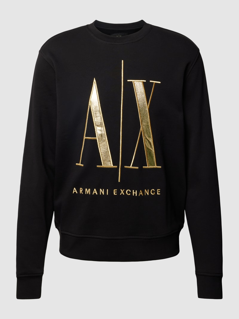 Sweatshirt mit Label-Statement-Stitching in schwarz