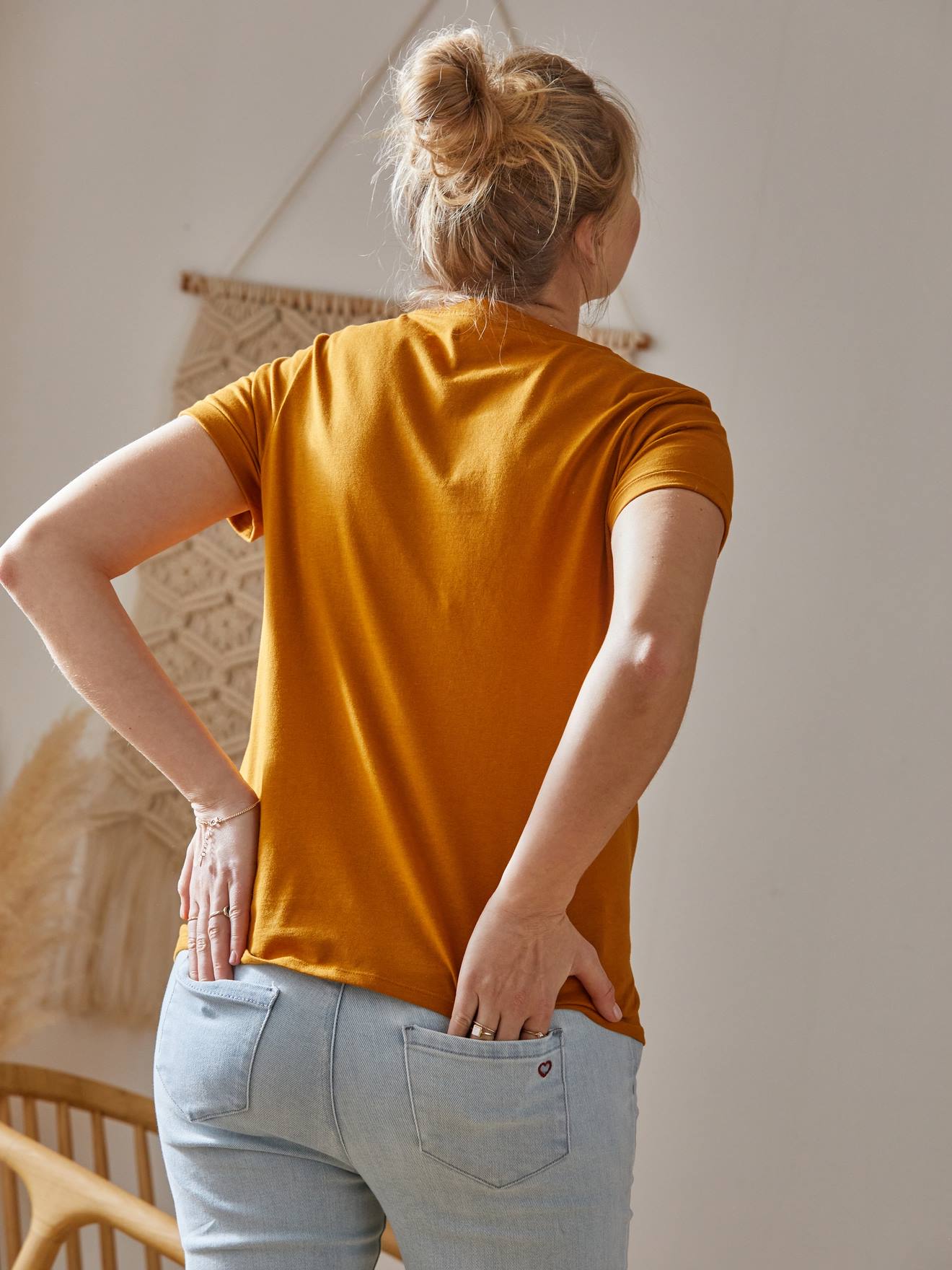Vertbaudet Bio-Kollektion: T-Shirt für Schwangerschaft & Stillzeit CLUB MAMA, personalisierbar - senfgelb