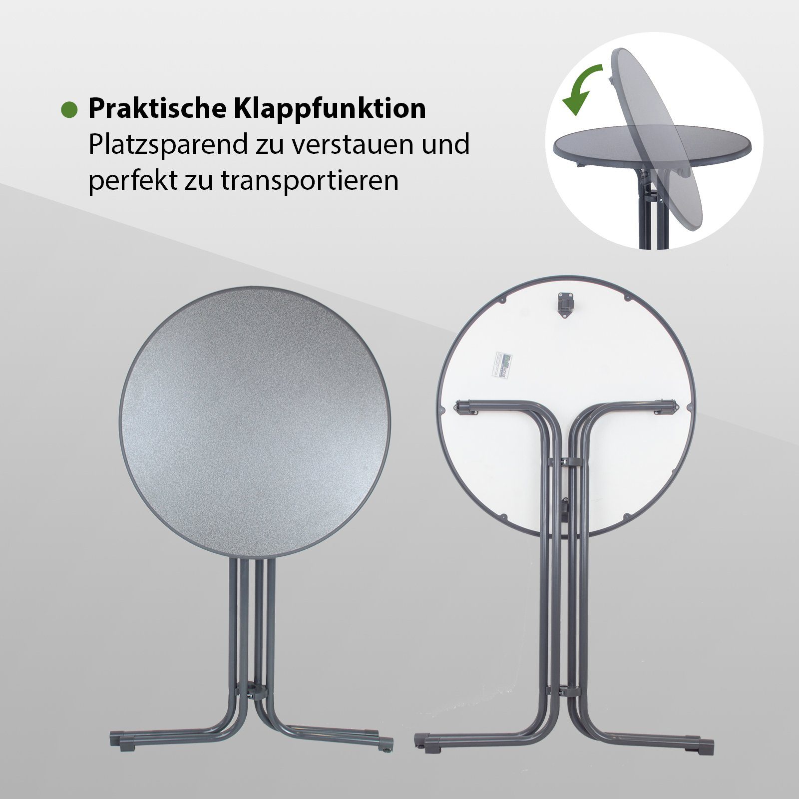 TRUTZHOLM Stehtisch Stehtisch klappbar Ø 80 cm Höhe 110 cm Stahl Gastrotisch Partytisch (1er)