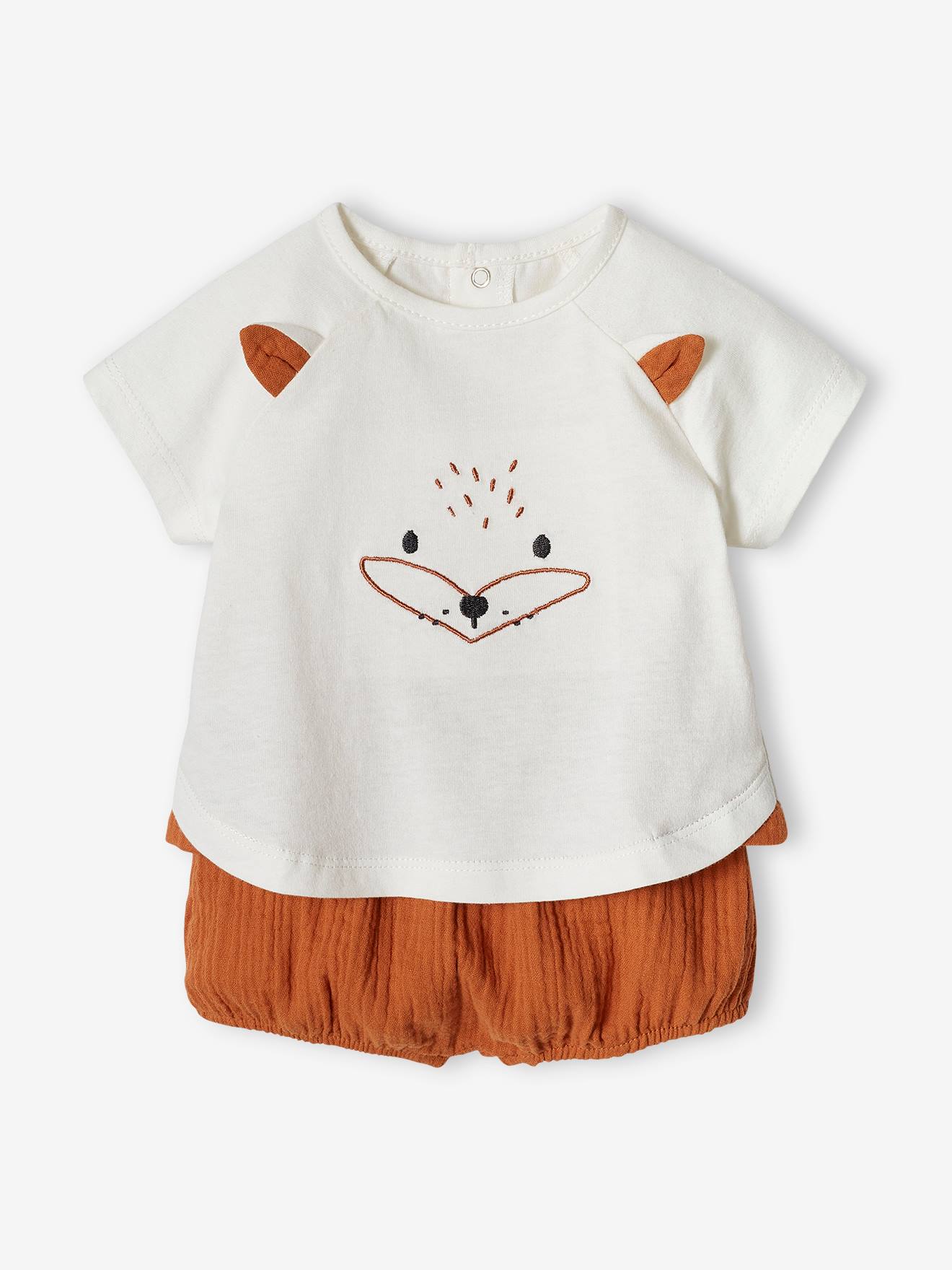 Ensemble naissance T-shirt et short de cérémonie bébé bleu jean
