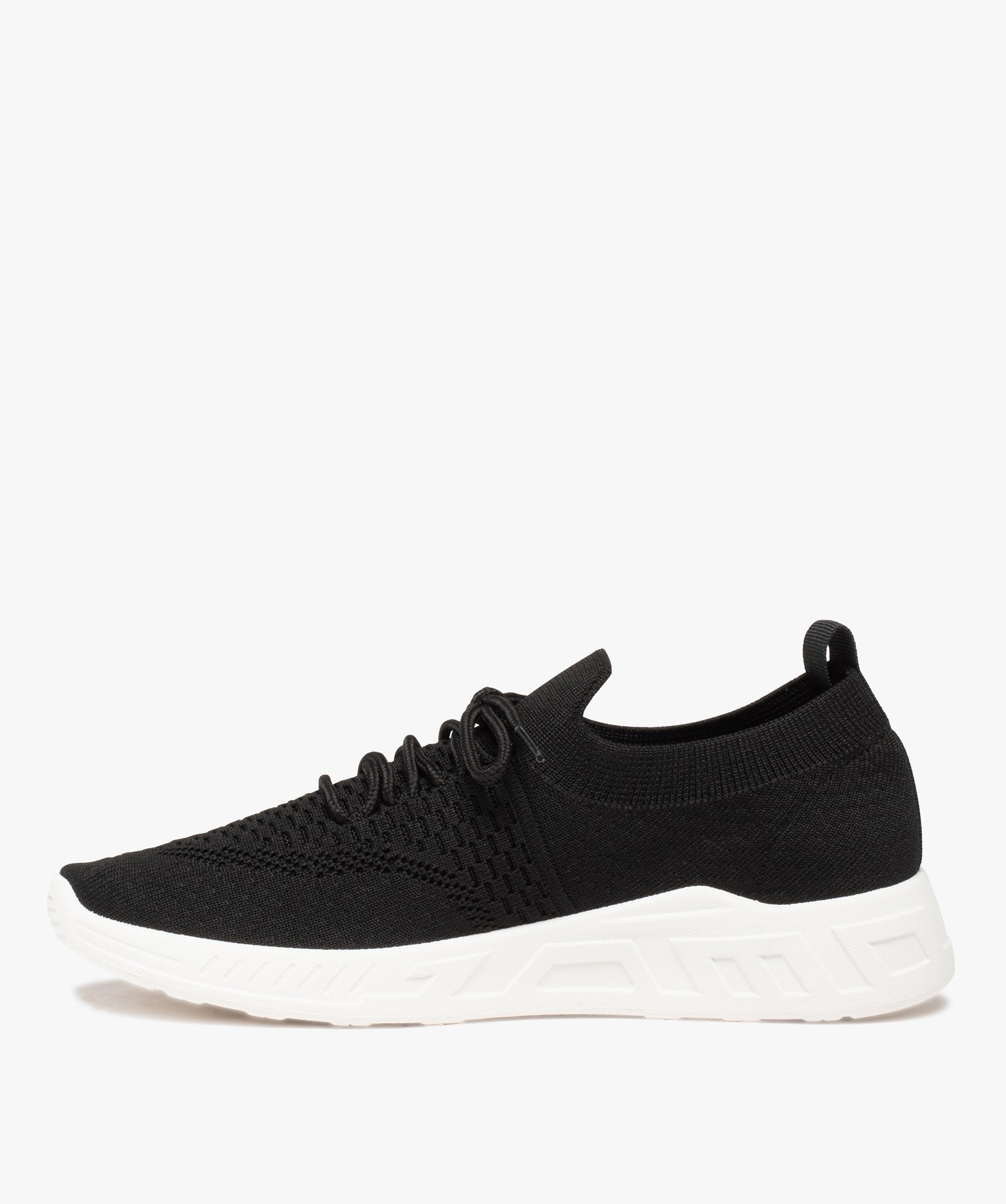 Baskets femme en maille unie avec lacets noir | GEMO