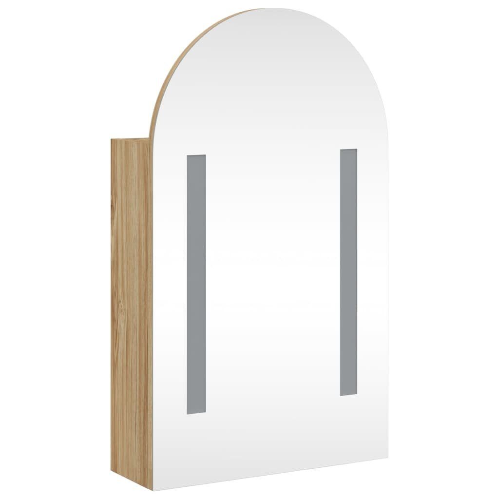 vidaXL Badezimmerspiegelschrank Spiegelschrank mit LED-Beleuchtung Gewölbt Eichenoptik (1-St)