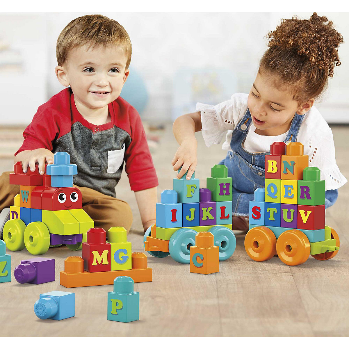 Mega Bloks ABC Lernzug (60 Teile), Steck-Bausteine, Bauklötze, Lernspielzeug